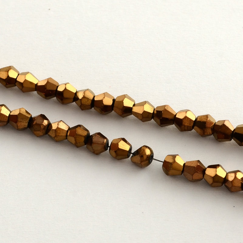 Glaspärlor, Bicone, Copper, 4mm