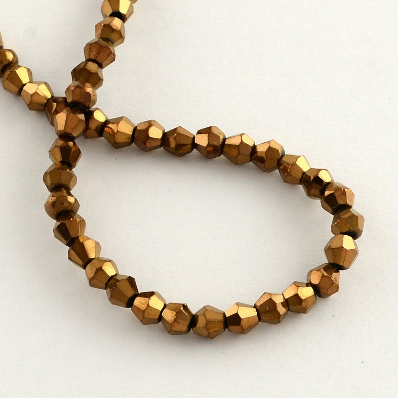 Glaspärlor, Bicone, Copper, 4mm