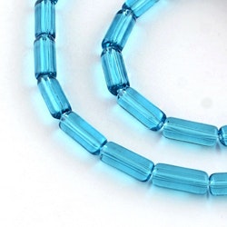 Glaspärlor, Tube, Dodger Blue, 15x6mm