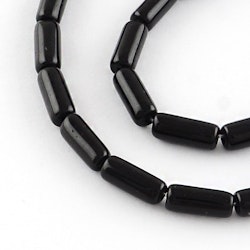 Glaspärlor, Tube, Black, 15x6mm