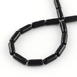 Glaspärlor, Tube, Black, 15x6mm