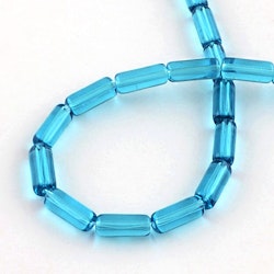 Glaspärlor, Tube, Dodger Blue, 10x4mm