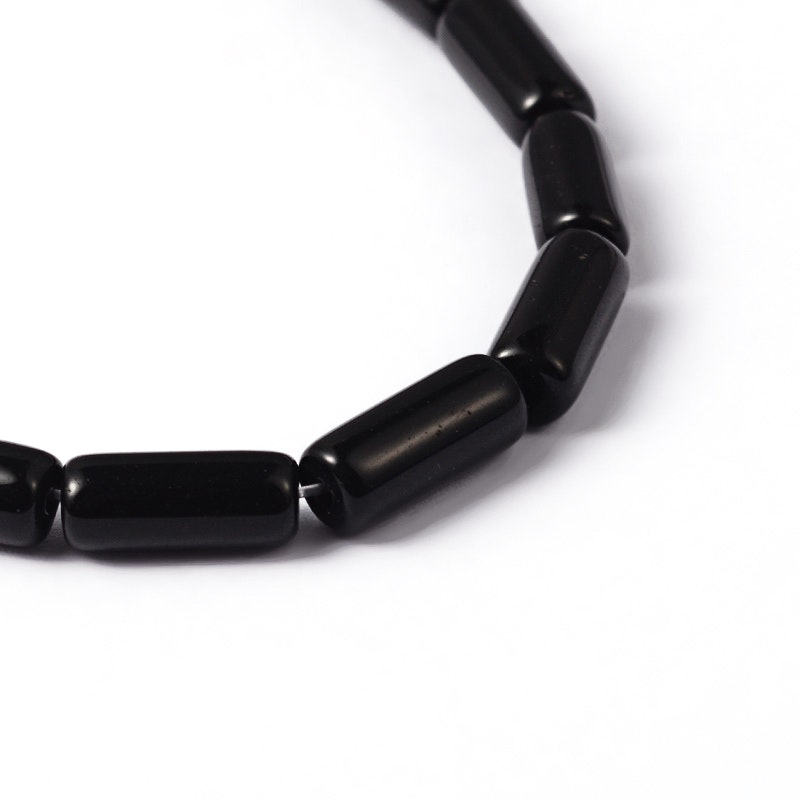 Glaspärlor, Tube, Black, 10x4mm