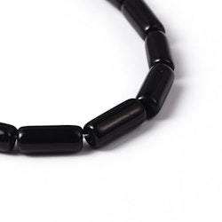 Glaspärlor, Tube, Black, 10x4mm