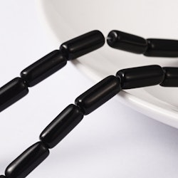 Glaspärlor, Tube, Black, 10x4mm
