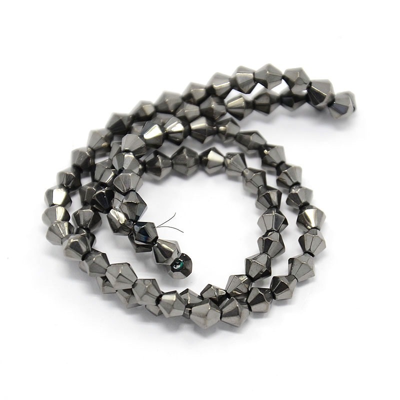 Glaspärlor, Bicone, Black, 4mm