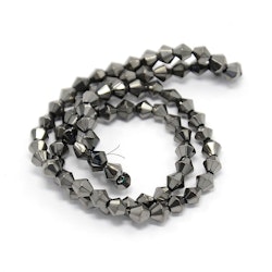 Glaspärlor, Bicone, Black, 4mm