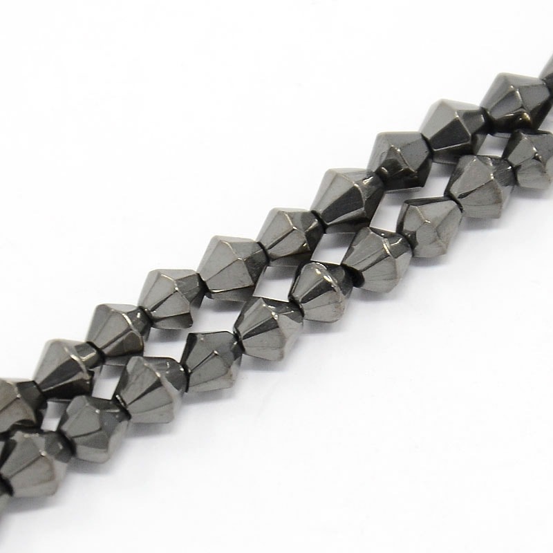 Glaspärlor, Bicone, Black, 4mm