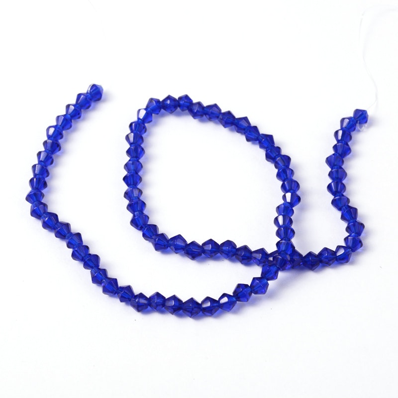 Glaspärlor, Bicone, Dark Blue, 4mm