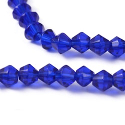 Glaspärlor, Bicone, Dark Blue, 4mm