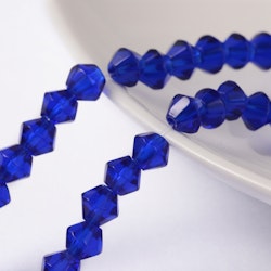 Glaspärlor, Bicone, Dark Blue, 4mm