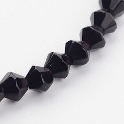 Glaspärlor, Bicone, Black, 4mm