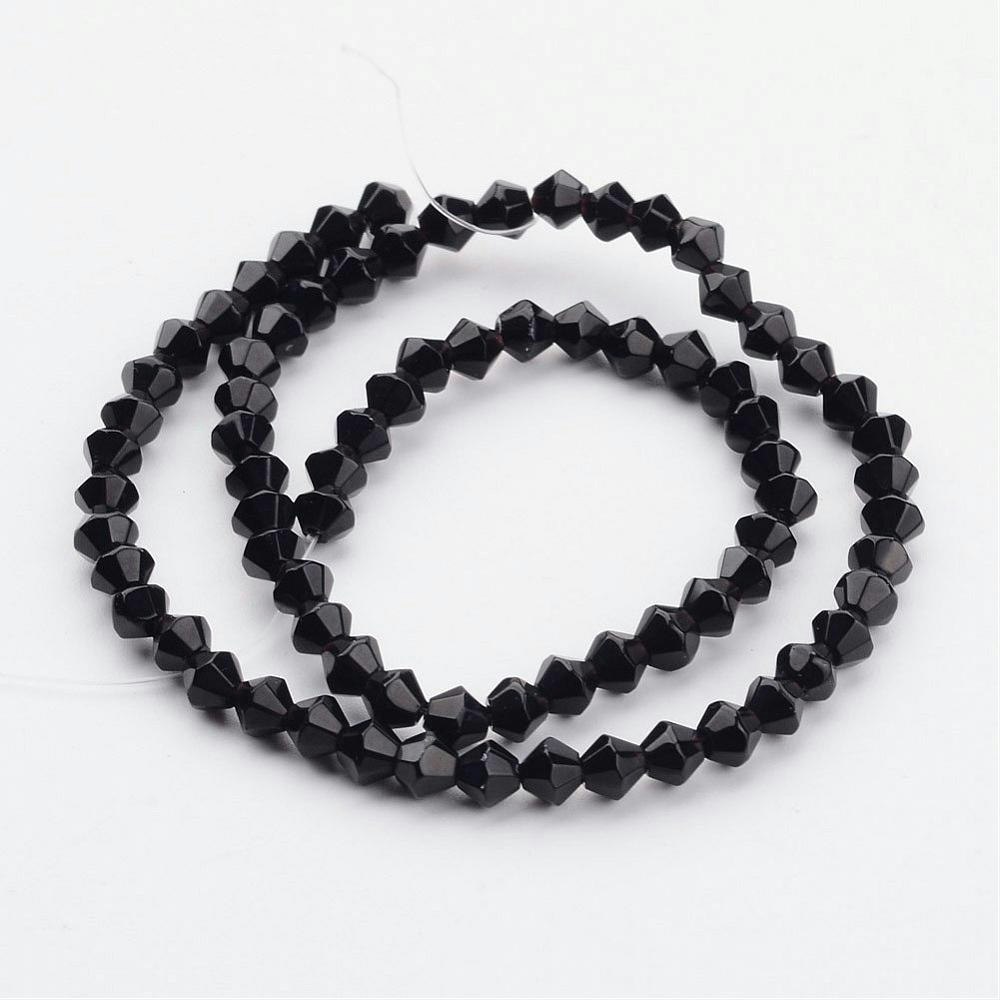Glaspärlor, Bicone, Black, 4mm
