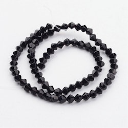 Glaspärlor, Bicone, Black, 4mm