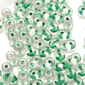 Matubo Tjeckiska Super Duo, Crystal Green Lined "00030-44856"