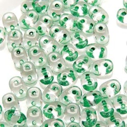 Matubo Tjeckiska Super Duo, Crystal Green Lined "00030-44856"