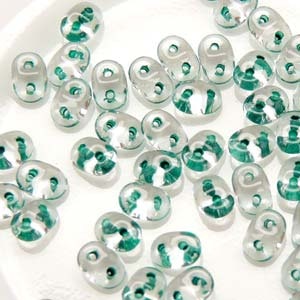 Matubo Tjeckiska Super Duo, Crystal Dark Green Lined "00030-44859"
