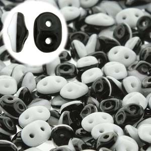 Matubo Tjeckiska Super Duo, Duets Black/White Opaque "03849"