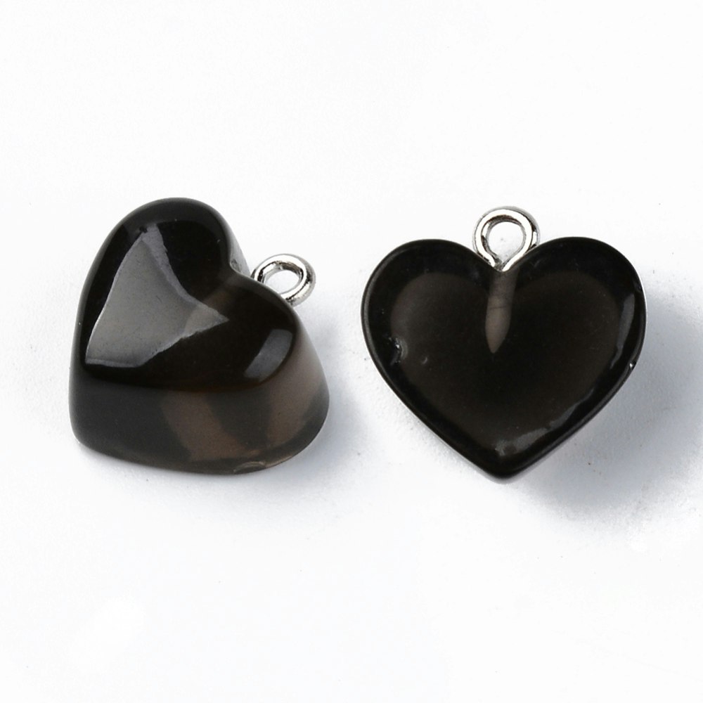 Hänge, Resin hjärta, Svart, 10 st