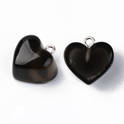 Hänge, Resin hjärta, Svart, 10 st