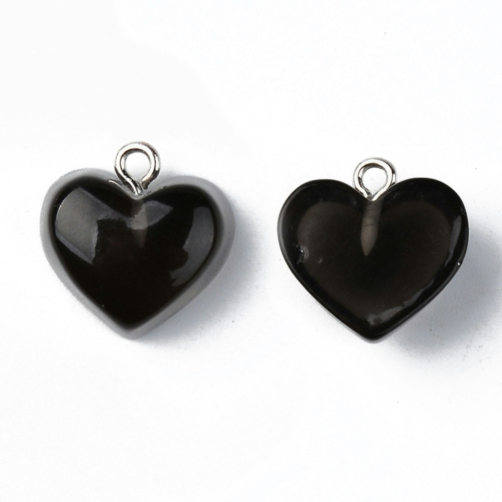 Hänge, Resin hjärta, Svart, 10 st
