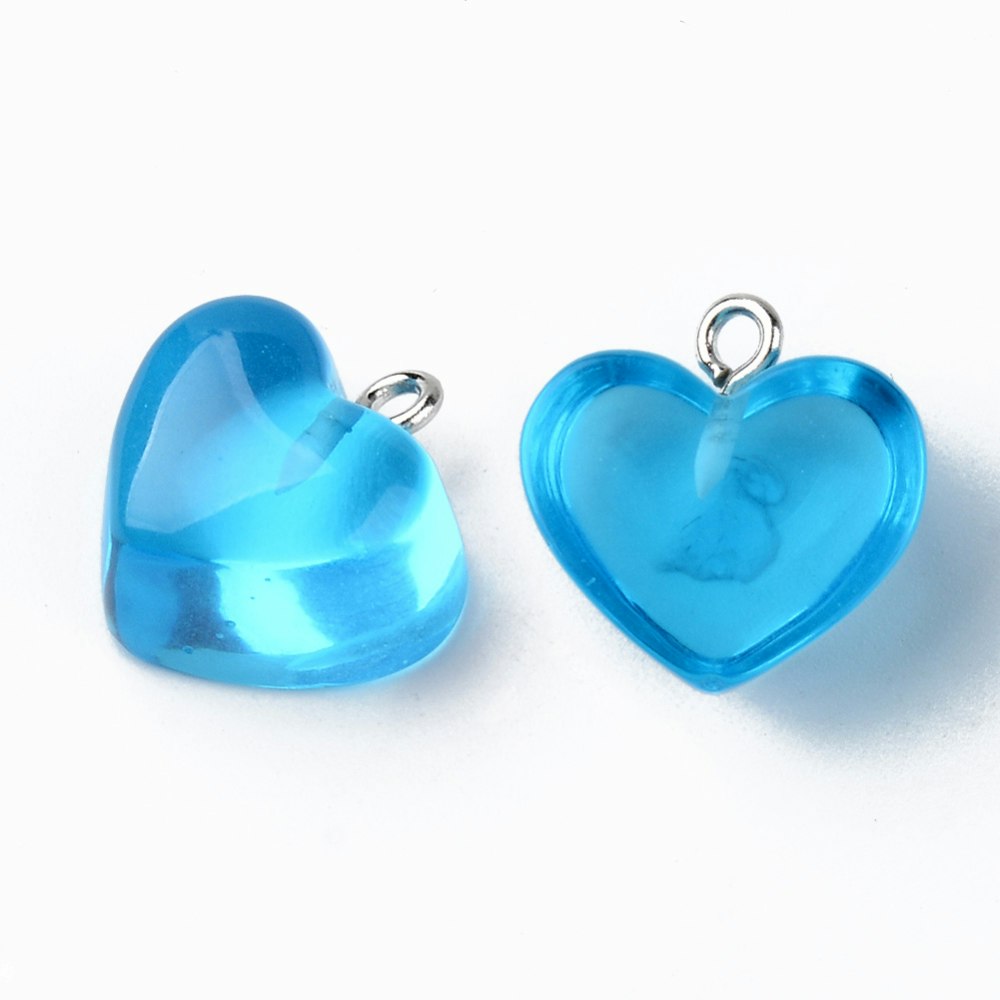 Hänge, Resin hjärta, Blå, 10 st