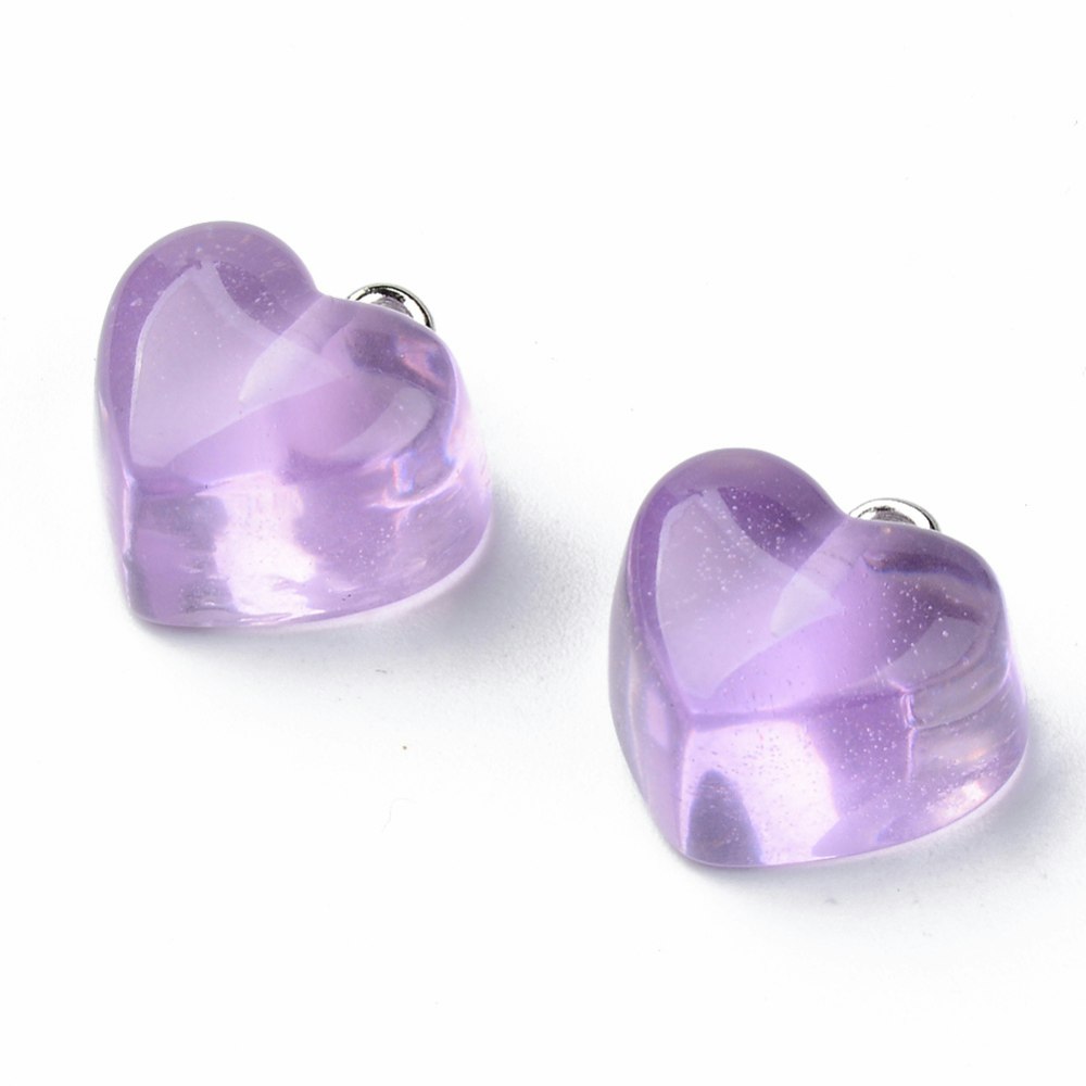 Hänge, Resin hjärta, Lila, 10 st
