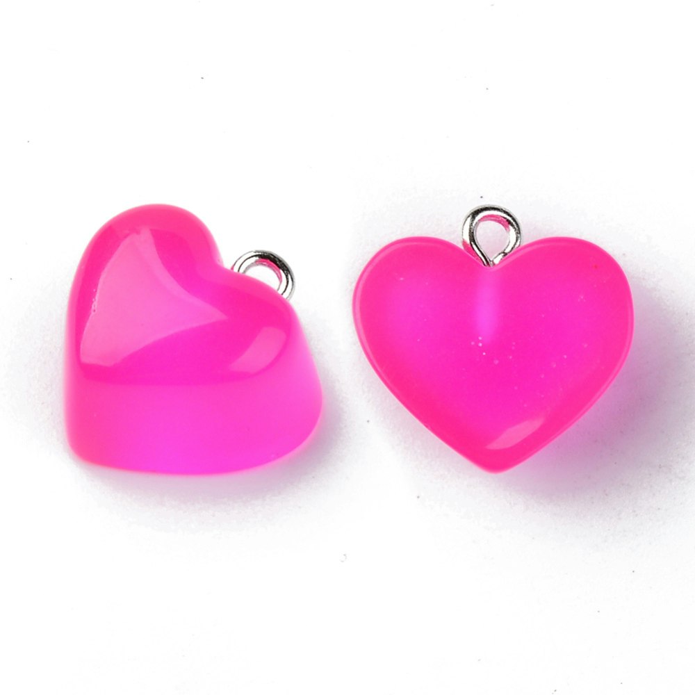 Hänge, Resin hjärta, Mörk Rosa, 10 st