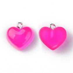 Hänge, Resin hjärta, Mörk Rosa, 10 st