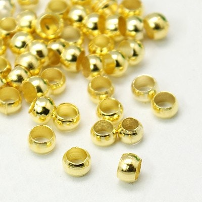 Klämpärlor, 3mm, Hål 2mm, 100 st