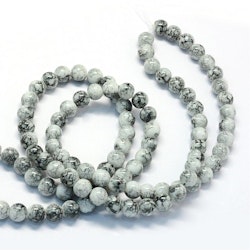 Glaspärlor, snö, 8,5~9mm