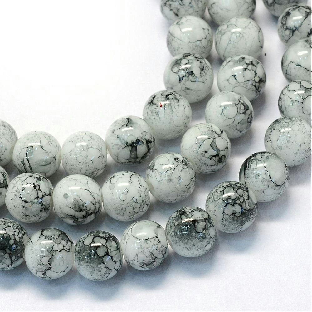 Glaspärlor, snö, 8,5~9mm