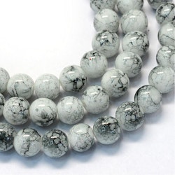 Glaspärlor, snö, 8,5~9mm