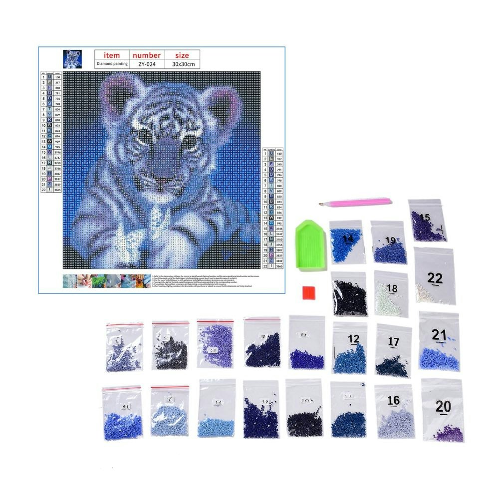Diamond Painting Canvas, Tiger, 30x30cm