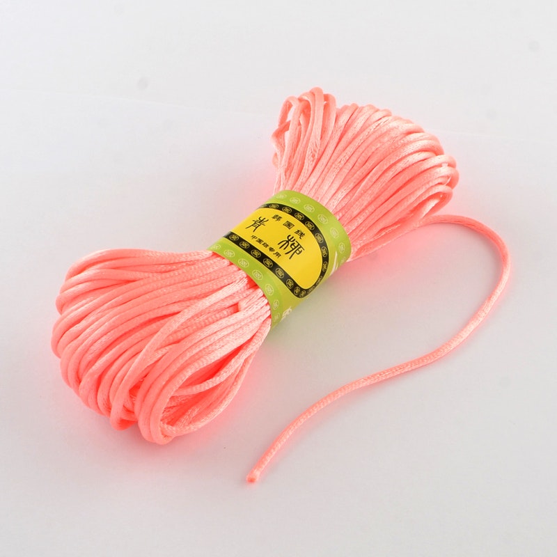 Polyestertråd, 2mm, 20 meter, Ljus laxrosa