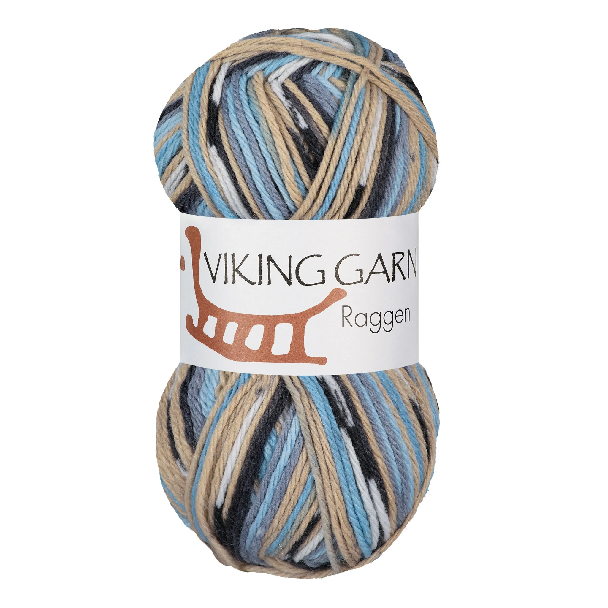 Garn Raggen, 150g, Flerfärgad Beige/ljusblå 722