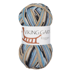 Garn Raggen, 150g, Flerfärgad Beige/ljusblå 722