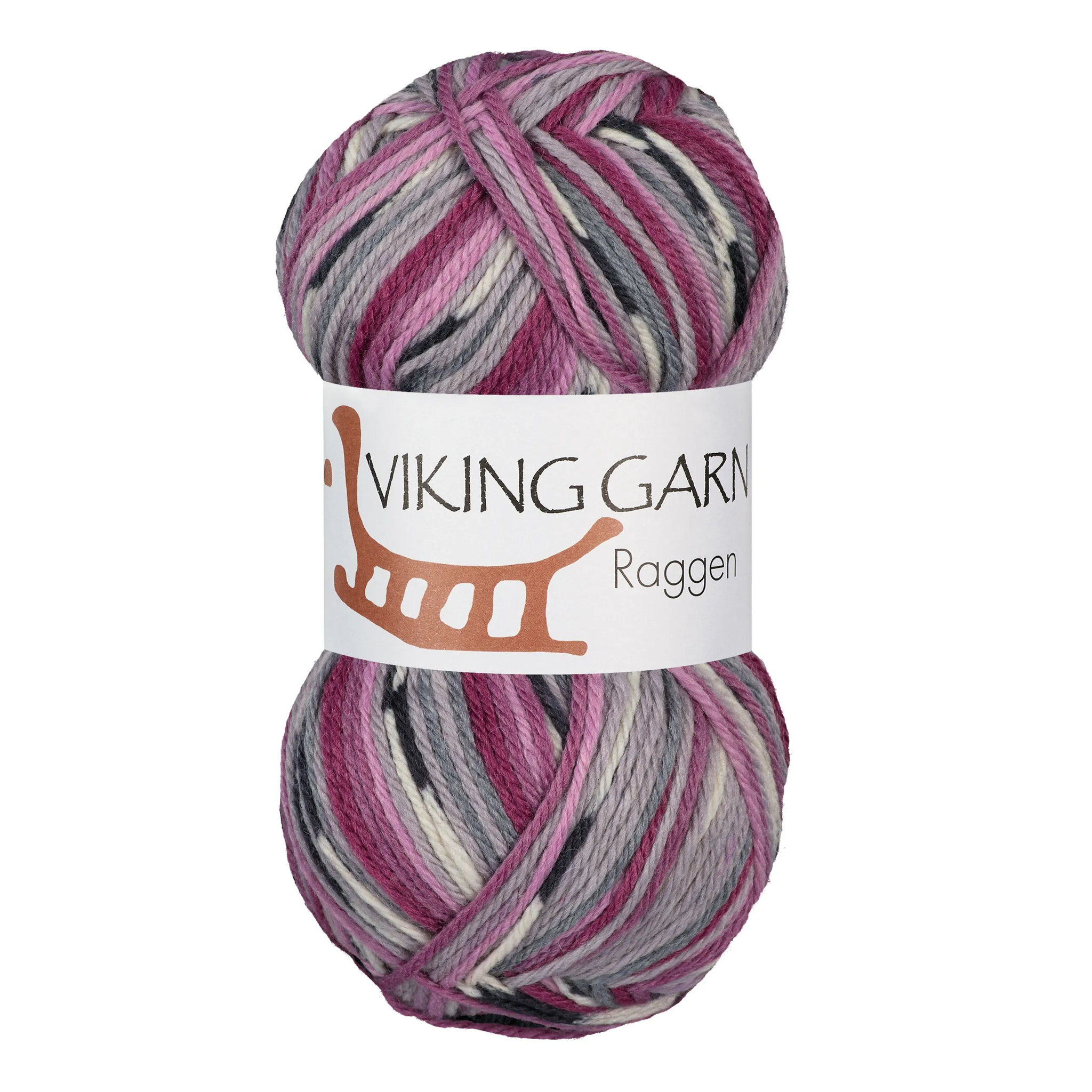 Garn Raggen, 150g, Flerfärgad grå/rosa 762
