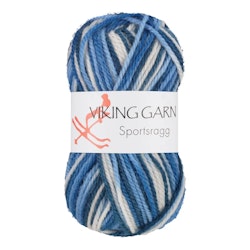 Garn Sportsragg, 50g, Flerfärgad vit/blå 525