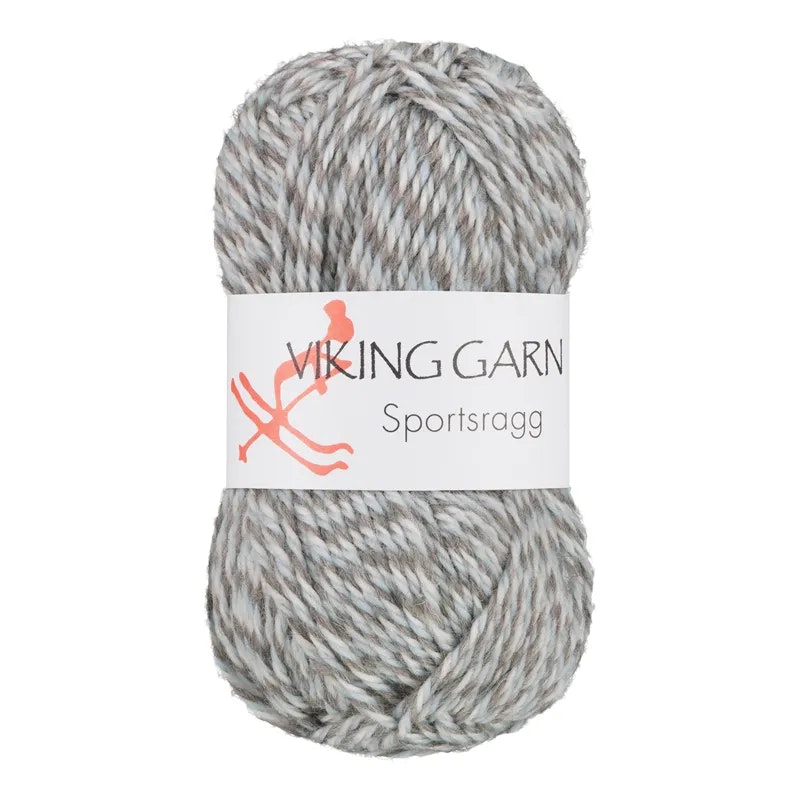 Garn Sportsragg, 50g, Flerfärgad grå/ljusblå 585