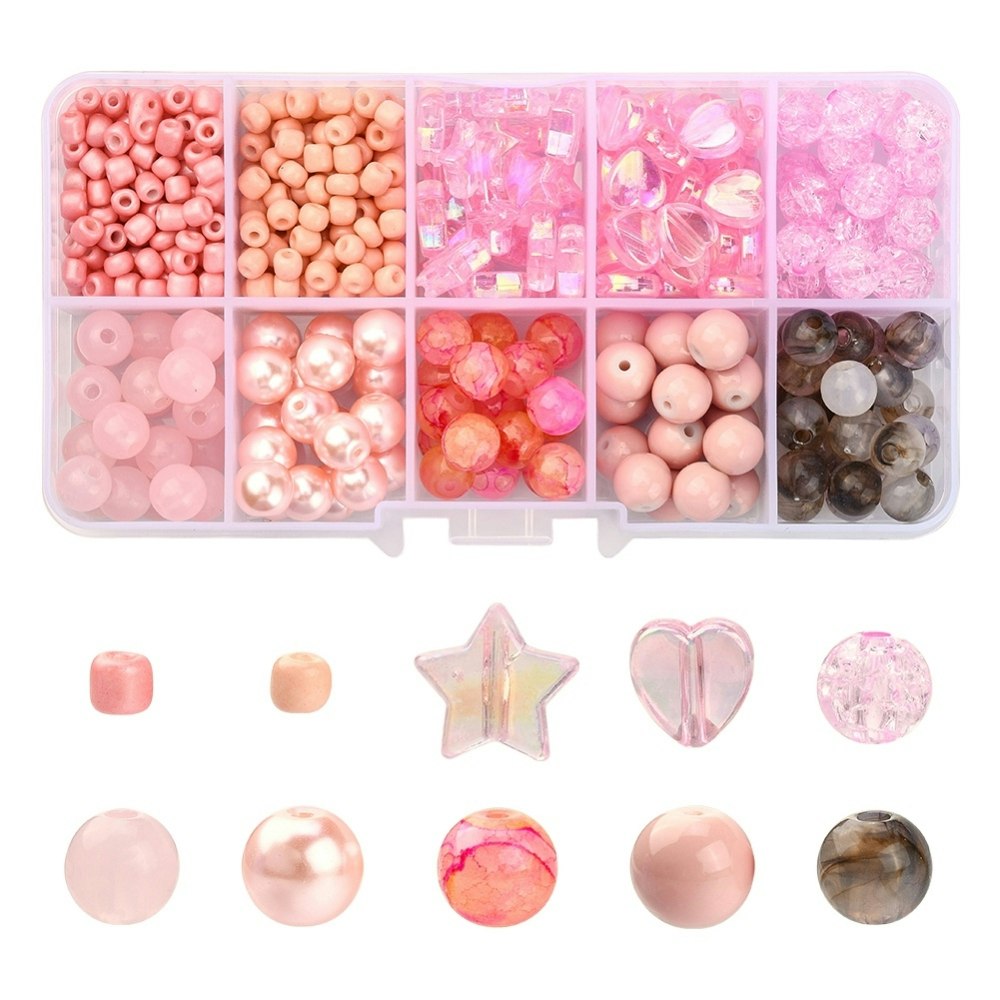 Plast/Glaspärlor, Mixade färger/utseenden, DIY