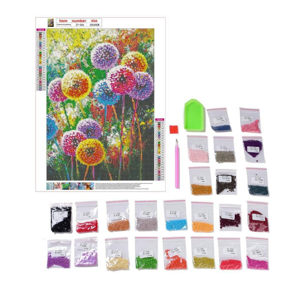 Diamond Painting Canvas, Blommor, 30x40cm