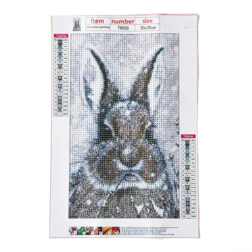 Diamond Painting Canvas, Kanin, 20x30cm