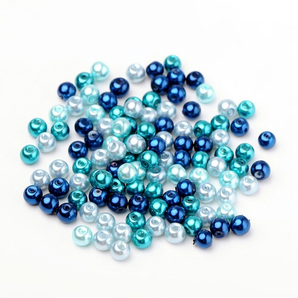 Glaspärlor, Carribean Blue, 6mm