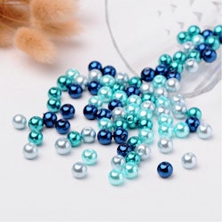 Glaspärlor, Carribean Blue, 8mm