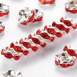 Strassrondell, 6x3 mm, Röda Kristaller