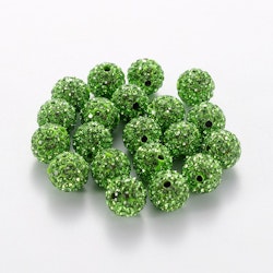 Strasspärlor, polymerlera, Lawn Green, 10mm