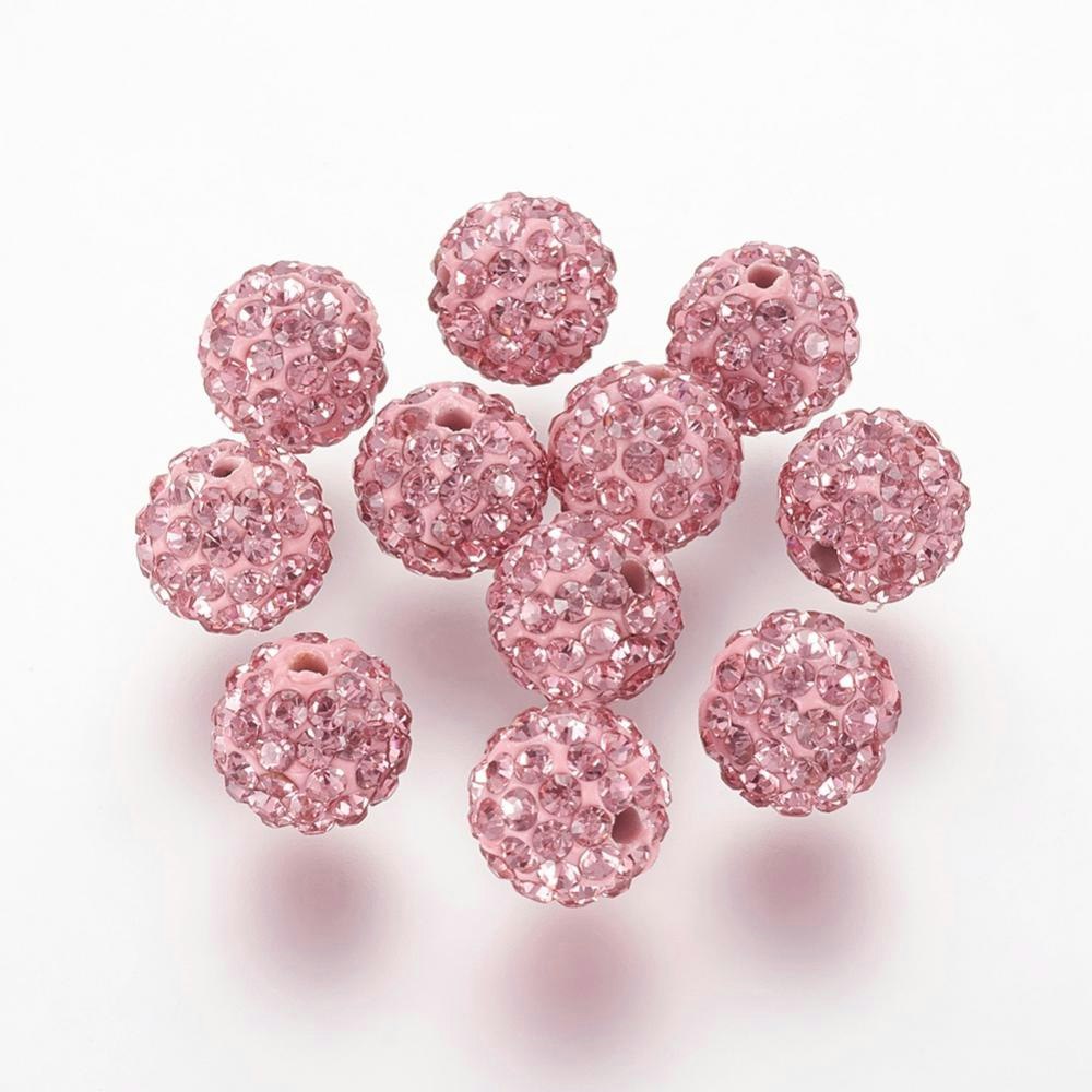 Strasspärlor, Polymerlera, Light Rose, 10mm