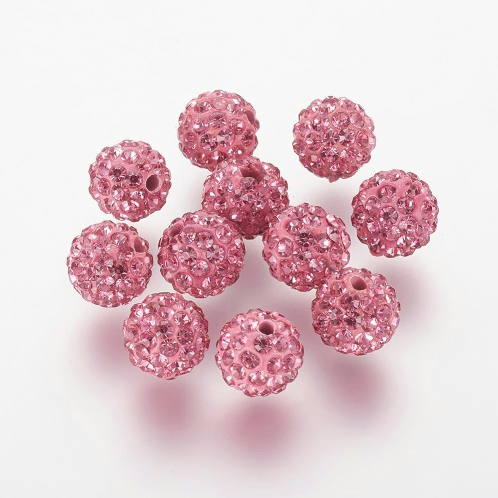 Strasspärlor, Polymerlera, Rose, 10mm
