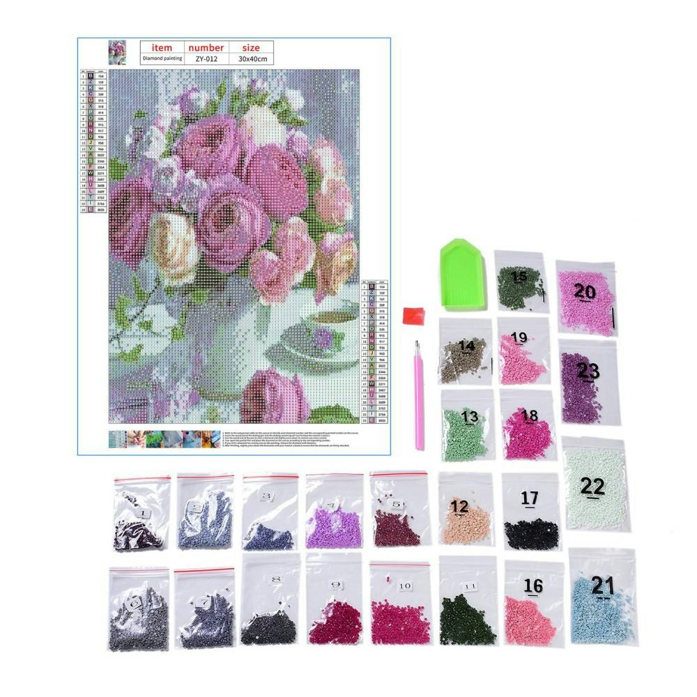 Diamond Painting Canvas, Blommor, Medium Orchid, 30x40cm